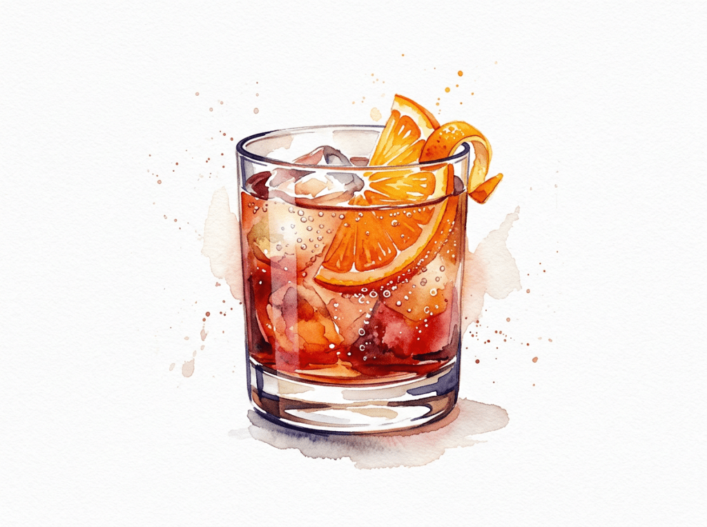 Negroni Sbagliato watercolor white background